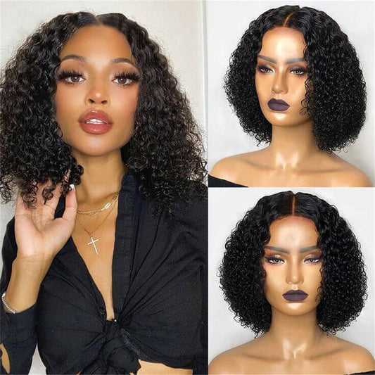 Human Hair 4x4 Lace Closure Kinky Curly BOB Wig