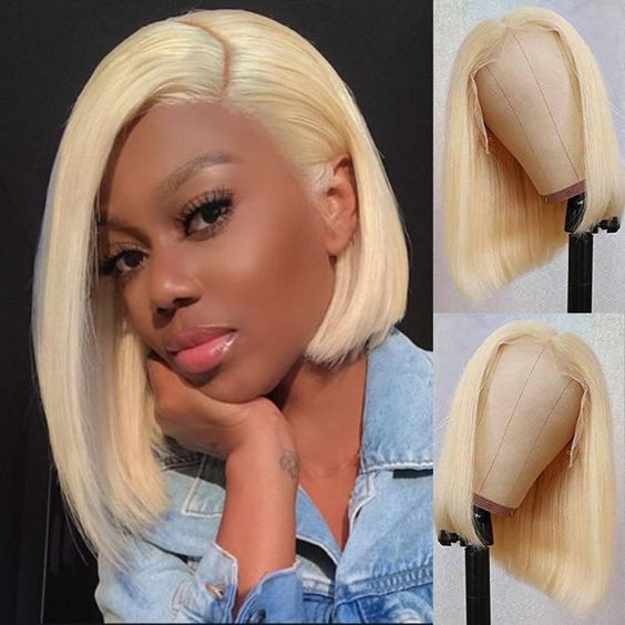 Human Hair 13x4 Lace Front 613 Blonde Straight BOB Wig