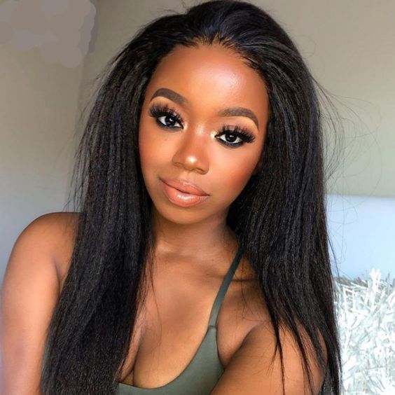 Human Hair 13x4 Full Lace Front Kinky Straight Wig