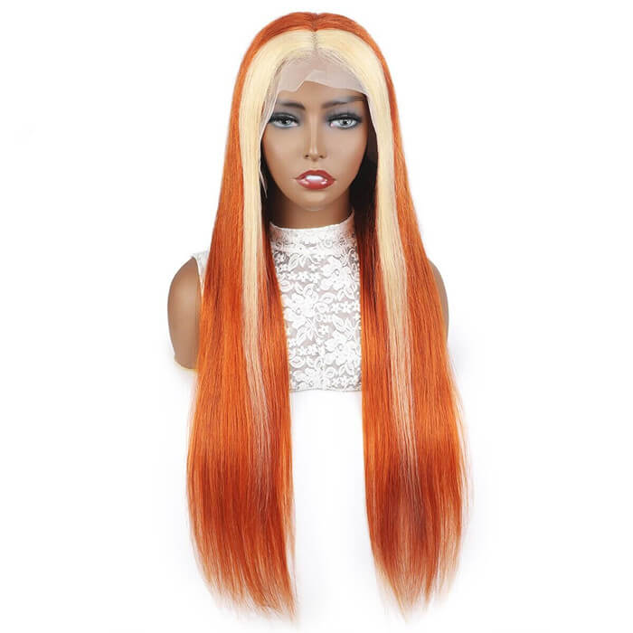 Human Hair 13x4 Lace Front Ginger #613 Blonde Wig - All textures are customizable