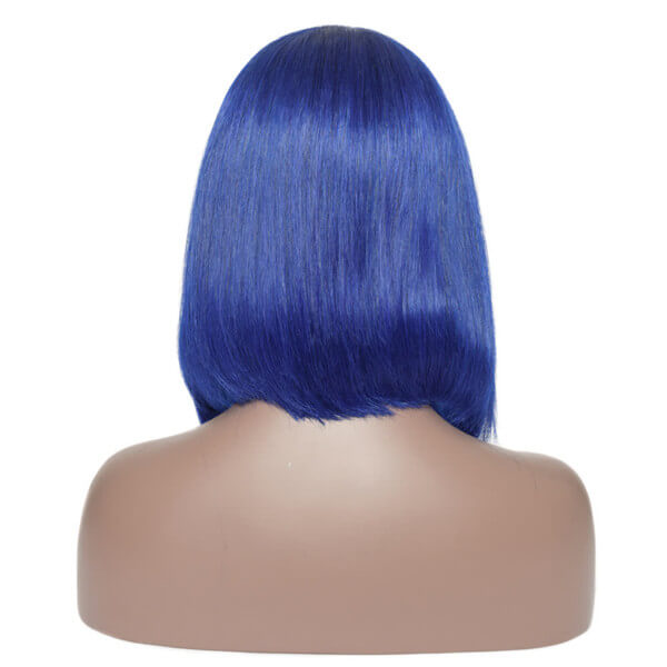 Human Hair 13x4 Lace Front Blue Straight BOB Wig