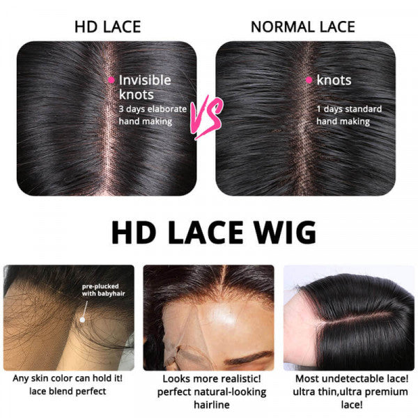 HD - Human Hair 13x4 Lace Front Kinky Straight Wig